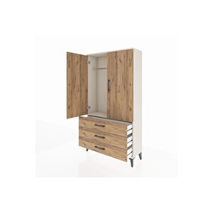 Arges Dolap Tek Raflı 3 Çekmeceli Tek Askılı 88x30x163 Aytaşı-çam