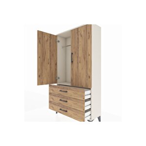 Arges Dolap Tek Raflı 3 Çekmeceli Tek Askılı 88x30x163 Aytaşı-çam