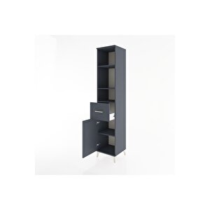 Hyperion Dolap 4 Raflı Tek Çekmeceli Tek Kapaklı 44x44x221 Antrasit-antrasit