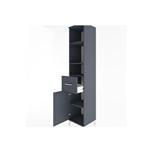 Hyperion Dolap 4 Raflı Tek Çekmeceli Tek Kapaklı 44x44x221 Antrasit-antrasit