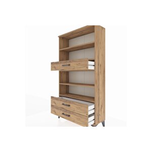 Arges Dolap 4 Raflı 3 Çekmeceli 88x30x163 Çam-çam