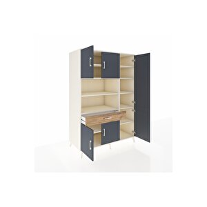 Kronos Dolap 10 Raflı Tek Çekmeceli 6 Kapaklı 132x59x195 Aytaşı-antrasit/çam