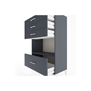 Hyperion Dolap Tek Raflı 4 Çekmeceli 88x44x134 Antrasit-antrasit