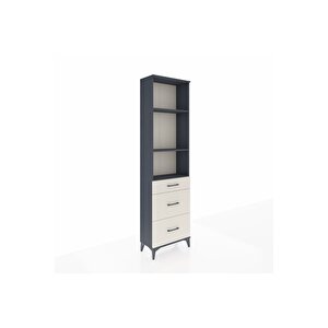 Arges Dolap 3 Raflı 3 Çekmeceli 60x30x221 Antrasit-aytaşı