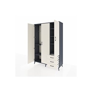 Hyperion Gardrop 6 Raflı 3 Çekmeceli Tek Askılı 132x44x195 Antrasit-aytaşı