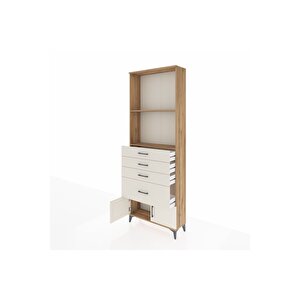 Arges Dolap 2 Raflı 4 Çekmeceli 2 Kapaklı 88x30x243 Çam-aytaşı