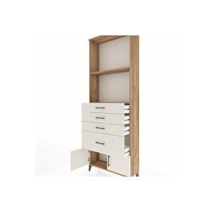 Arges Dolap 2 Raflı 4 Çekmeceli 2 Kapaklı 88x30x243 Çam-aytaşı