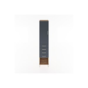 Hyperion Dolap 3 Raflı 4 Çekmeceli Tek Kapaklı 44x44x221 Çam-antrasit