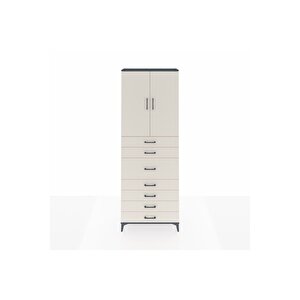 Arges Dolap 3 Raflı 7 Çekmeceli 2 Kapaklı 88x30x243 Antrasit-aytaşı