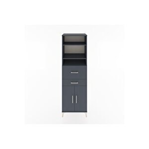 Hyperion Dolap 4 Raflı 2 Çekmeceli 2 Kapaklı 60x44x195 Antrasit-antrasit