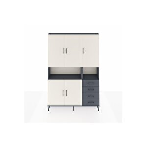 Arges Dolap 7 Raflı 4 Çekmeceli 5 Kapaklı 132x30x195 Antrasit-aytaşı/antrasit