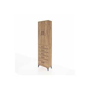 Arges Dolap 2 Raflı 5 Çekmeceli Tek Askılı 60x30x221 Çam-çam