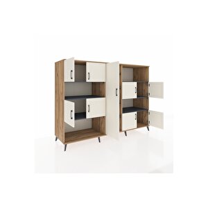 Kronos Dolap 10 Raflı 9 Kapaklı 220x59x163 Çam-aytaşı/antrasit