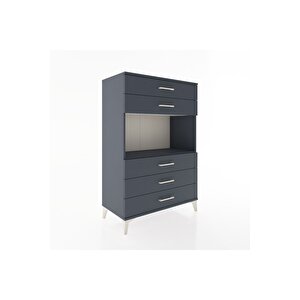 Hyperion Dolap Tek Raflı 5 Çekmeceli 88x44x134 Antrasit-antrasit