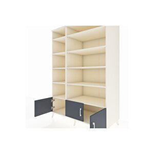 Kronos Dolap 10 Raflı 3 Kapaklı 132x59x195 Aytaşı-antrasit/aytaşı