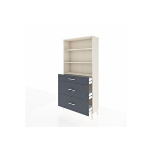 Arges Dolap 3 Raflı 3 Çekmeceli 88x30x182 Aytaşı-antrasit