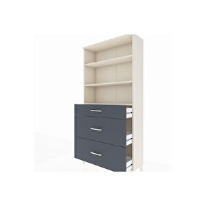 Arges Dolap 3 Raflı 3 Çekmeceli 88x30x182 Aytaşı-antrasit
