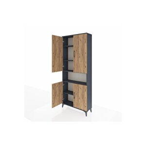 Arges Dolap 5 Raflı 4 Kapaklı 88x30x221 Antrasit-çam