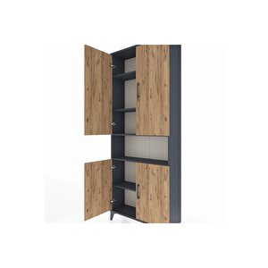 Arges Dolap 5 Raflı 4 Kapaklı 88x30x221 Antrasit-çam