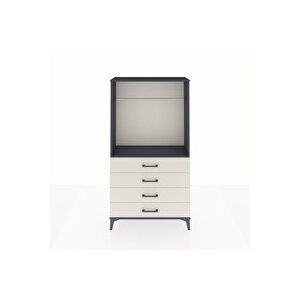 Arges Dolap Tek Raflı 4 Çekmeceli Tek Askılı 88x30x163 Antrasit-aytaşı