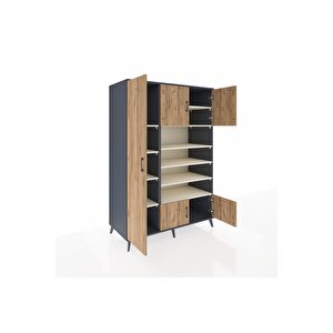 Kronos Dolap 10 Raflı 5 Kapaklı 132x59x195 Antrasit-çam/aytaşı