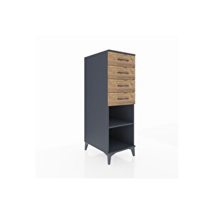 Kronos Dolap Tek Raflı 4 Çekmeceli 44x59x134 Antrasit-çam