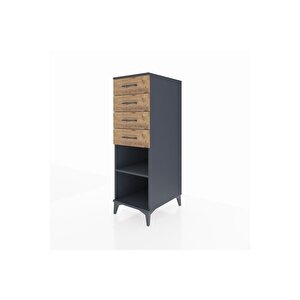 Kronos Dolap Tek Raflı 4 Çekmeceli 44x59x134 Antrasit-çam