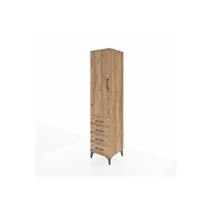 Hyperion Dolap 2 Raflı 4 Çekmeceli Tek Askılı 44x44x195 Çam-çam