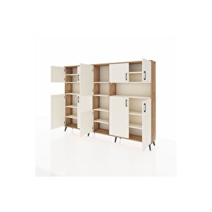 Arges Dolap 14 Raflı 10 Kapaklı 220x30x163 Çam-aytaşı