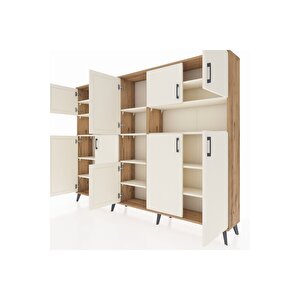 Arges Dolap 14 Raflı 10 Kapaklı 220x30x163 Çam-aytaşı