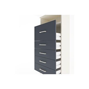 Arges Dolap Tek Raflı 5 Çekmeceli 60x30x134 Aytaşı-antrasit