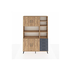 Arges Dolap 9 Raflı 4 Çekmeceli 4 Kapaklı 132x30x195 Çam-çam/antrasit