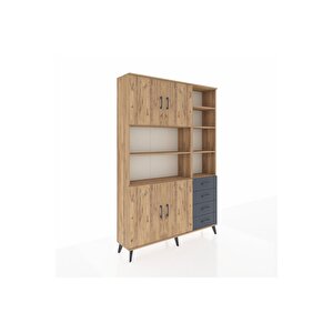 Arges Dolap 9 Raflı 4 Çekmeceli 4 Kapaklı 132x30x195 Çam-çam/antrasit