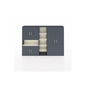 Arges Dolap 13 Raflı 6 Kapaklı 220x30x163 Antrasit-antrasit/aytaşı