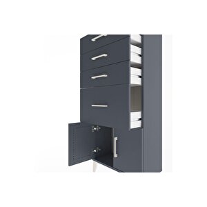 Arges Dolap 4 Çekmeceli 2 Kapaklı 60x30x134 Antrasit-antrasit