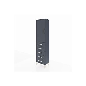 Arges Dolap 2 Raflı 5 Çekmeceli Tek Kapaklı 44x30x182 Antrasit-antrasit