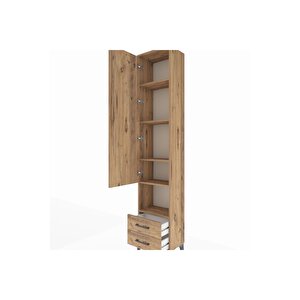 Arges Dolap 5 Raflı 2 Çekmeceli Tek Kapaklı 44x30x221 Çam-çam