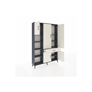 Arges Gardrop 8 Raflı Tek Çekmeceli 5 Kapaklı 132x30x195 Antrasit-aytaşı