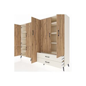 Hyperion Dolap 12 Raflı 2 Çekmeceli 7 Kapaklı 220x44x163 Aytaşı-çam/aytaşı