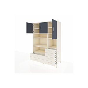 Kronos Dolap 9 Raflı 6 Çekmeceli 3 Kapaklı 132x59x195 Aytaşı-antrasit/aytaşı