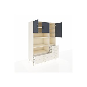 Kronos Dolap 9 Raflı 6 Çekmeceli 3 Kapaklı 132x59x195 Aytaşı-antrasit/aytaşı