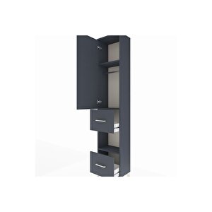 Arges Dolap 3 Raflı 2 Çekmeceli Tek Askılı 44x30x221 Antrasit-antrasit