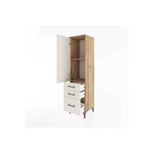 Hyperion Dolap 2 Raflı 3 Çekmeceli Tek Kapaklı 44x44x182 Çam-aytaşı