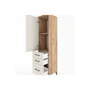 Hyperion Dolap 2 Raflı 3 Çekmeceli Tek Kapaklı 44x44x182 Çam-aytaşı