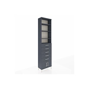 Arges Dolap 4 Raflı 5 Çekmeceli 2 Kapaklı 60x30x243 Antrasit-antrasit