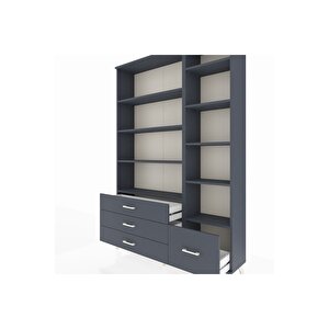 Arges Gardrop 9 Raflı 4 Çekmeceli  132x30x195 Antrasit-antrasit