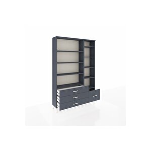 Arges Gardrop 9 Raflı 4 Çekmeceli  132x30x195 Antrasit-antrasit