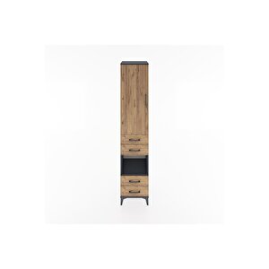 Hyperion Dolap 4 Raflı 4 Çekmeceli Tek Kapaklı 44x44x221 Antrasit-çam