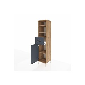 Hyperion Dolap 4 Raflı Tek Çekmeceli Tek Kapaklı 44x44x195 Çam-antrasit