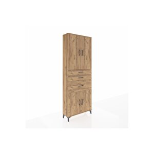 Arges Dolap 4 Raflı 3 Çekmeceli 4 Kapaklı 88x30x243 Çam-çam